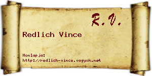 Redlich Vince névjegykártya